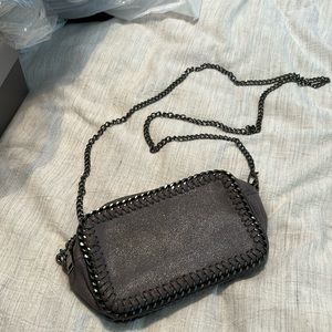 Metal gray chain small purse.